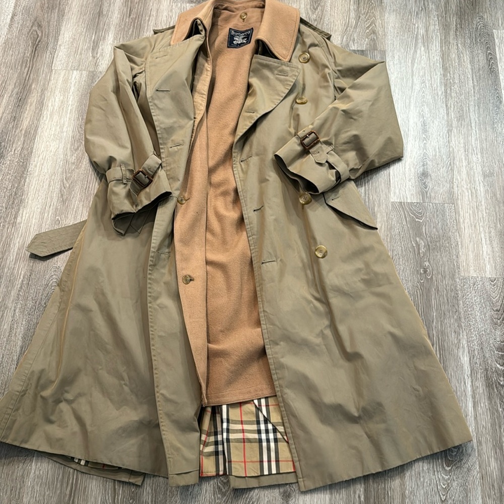 Vintage Burberrys long trench belted coat jacket removable lining - Picture 1 of 14